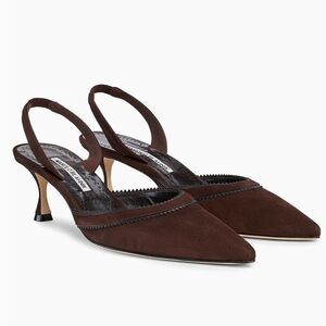 Manolo Blahnik Brontiasli 50MM Suede Slingback Pumps size 38